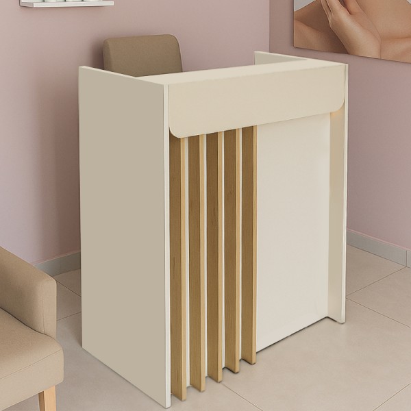 Γραφείο υποδοχής - reception Karibu Megapap με LED χρώμα sandstone - sepet oak 90x40x100εκ.