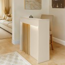 Γραφείο υποδοχής - reception Karibu Megapap με LED χρώμα sandstone - sepet oak 90x40x100εκ.