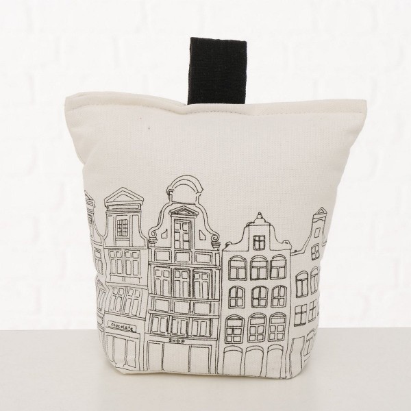 ΣΤΟΠ ΠΟΡΤΑΣ ΣΧΕΔΙΟ Dylan ΛΕΥΚΟ/ΜΑΥΡΟ H22cm W10cm Polyester