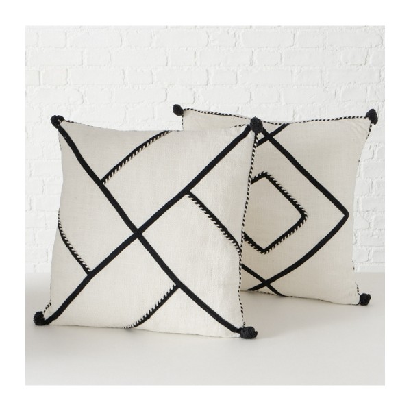 ΜΑΞΙΛΑΡΙ 2/ASS ΜΕ ΣΧΗΜΑΤΑ ΛΕΥΚΟ ΜΑΥΡΟ 45x45x3cm Styson Cotton 100%