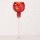 ΚΗΡΟΠΗΓΙΟ Set/3 ΚΟΚΚΙΝΟ ΜΕ ΠΟΔΙ  Manou D13cm H30/35/40cm ΓΥΑΛΙ