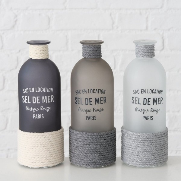 ΒΑΖΟ 3/ass ΣΧΕΔΙΟ Seldemer ΔΙΑΦΑΝΟ ΓΚΡΙ ΜΑΥΡΟ ΓΥΑΛΙ D8 H21cm | Συσκευασία 3 τμχ