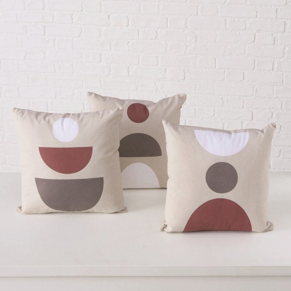 ΜΑΞΙΛΑΡΙ Kubic 3/ass  Geometrical 40Χ40Χ3cm ΜΠΕΖ/ΓΚΡΙ/ΚΟΚΚ/ΛΕΥΚΟ Cotton 100% | Συσκευασία 3 τμχ