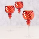 ΚΗΡΟΠΗΓΙΟ Set/3 ΚΟΚΚΙΝΟ ΜΕ ΠΟΔΙ  Manou D13cm H30/35/40cm ΓΥΑΛΙ