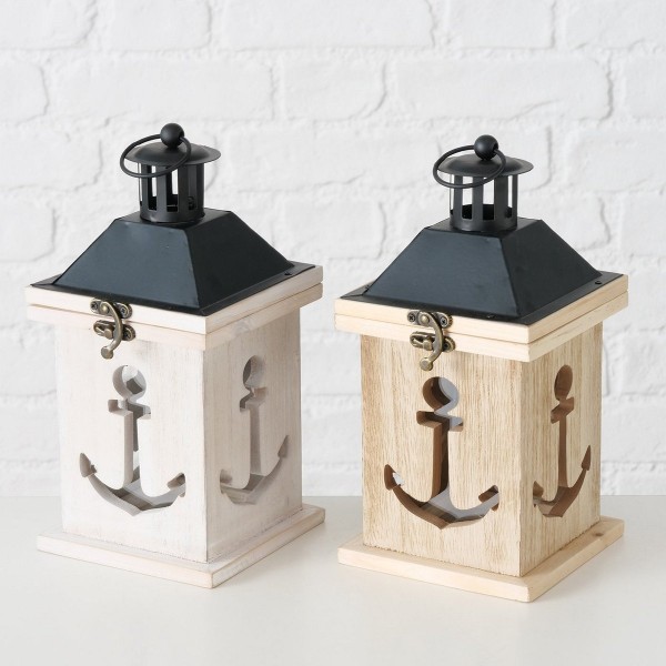 ΦΑΝΑΡΙ Acora 2/ass H24 W12cm ΦΥΣΙΚΟ/ΜΑΥΡΟ MDF | Συσκευασία 2 τμχ