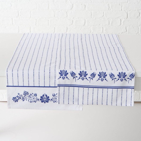 ΤΡΑΒΕΡΣΑ Megan, 2/Ass, ΛΕΥΚΟ/ΜΠΛΕ L140cm, Floral cotton 