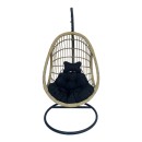 Κούνια φωλιά με βάση Cungo pakoworld μέταλλο μαύρο- pe rattan μπεζ με μαύρο μαξιλάρι 125x105x195εκ