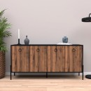 Μπουφές Twely pakoworld μελαμίνης καρυδί-μαύρο 160x40,5x79εκ