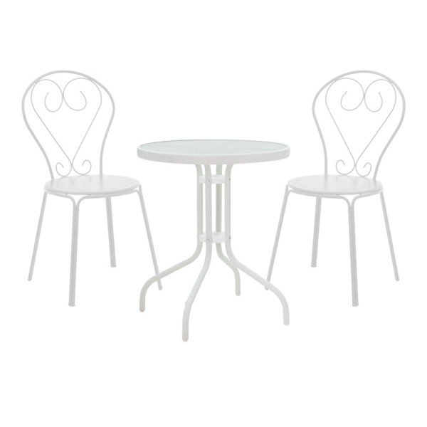Τραπεζαρία Watson-Chari pakoworld σετ 3τεμ μέταλλο σε λευκή απόχρωση