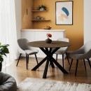 Τραπέζι Jeston pakoworld MDF καρυδί-πόδι μαύρο μέταλλο Φ120x75εκ