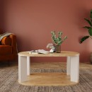 Τραπέζι Solka pakoworld σε oak απόχρωση με ανοιχτό γκρι 90x56x40εκ