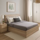 Κρεβάτι διπλό Vita Plus pakoworld σε sonoma απόχρωση 160x200εκ