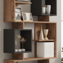 Βιβλιοθήκη Cubix pakoworld σε sonoma-ανθρακί απόχρωση 90x24,6x171,90εκ