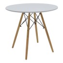 Τραπεζαρία Julita-Parker pakoworld σετ 5τεμ MDF λευκό-πόδια φυσικό Φ80x73εκ