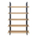 Βιβλιοθήκη Almond pakoworld σε oak-μαύρη απόχρωση 120x29x185εκ