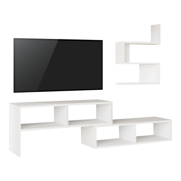 Σύνθετο σαλονιού Kakomo pakoworld σε λευκή απόχρωση 170x29.5x43εκ