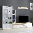 Σύνθετο σαλονιού Leman pakoworld σε λευκή-oak απόχρωση 240x35x154εκ