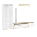 Σύνθετο σαλονιού Leman pakoworld σε λευκή-oak απόχρωση 240x35x154εκ