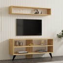 Σύνθετο σαλονιού Prestige pakoworld σε oak απόχρωση 120x29,6x50εκ