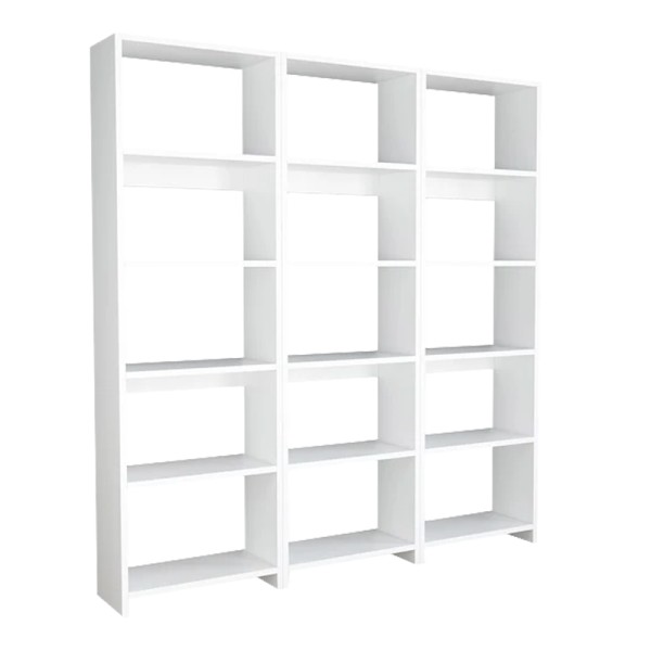 Βιβλιοθήκη Rabuku pakoworld σε λευκή απόχρωση 146x22x160εκ
