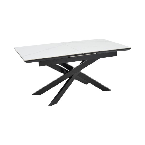 Τραπέζι Rogemi pakoworld sintered stone -γκρι mdf-μαύρο μέταλλο 160-200x90x75εκ