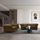 Kαναπές διθέσιος τ. Chesterfield pakoworld  pu σε αντικέ καφέ απόχρωση 160x84x67εκ