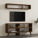 Σύνθετο σαλονιού Prestige pakoworld σε καρυδί απόχρωση 120x29,6x50εκ