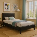 Κρεβάτι Nevil pakoworld 100x200 PU χρώμα μαύρο ματ
