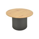 Τραπέζι σαλονιού Dovel pakoworld mdf σε sonoma-μαυρη απόχρωση Φ70x40εκ