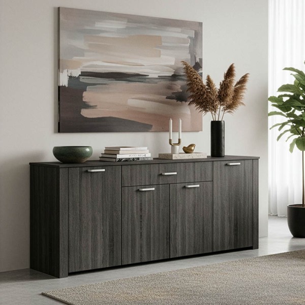 Μπουφές Kinley pakoworld σε ανθρακί-wenge απόχρωση 210x40x82εκ
