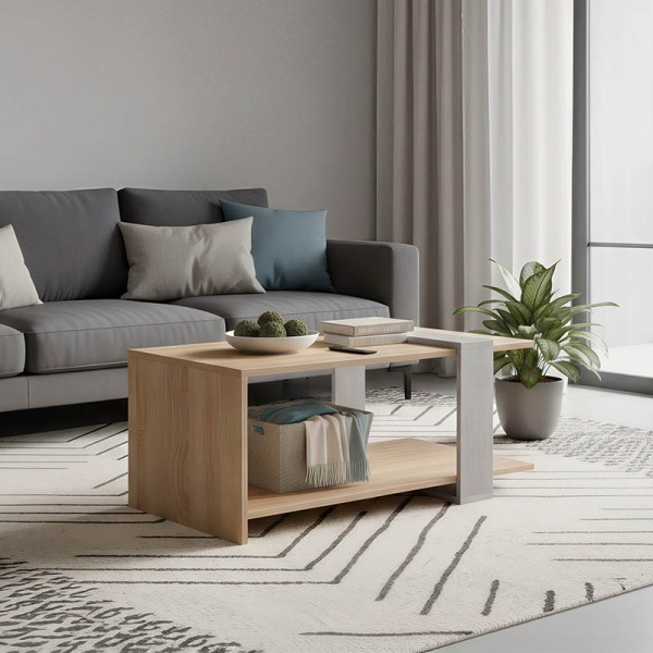 Τραπέζι σαλονιού Masasi pakoworld σε sonoma-γκρι cement απόχρωση 80x50x35εκ