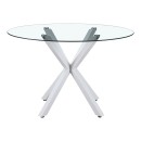Τραπέζι Tavula pakoworld Γυαλί- Μεταλλικά πόδια σε λευκή απόχρωση Φ120x75εκ