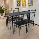 Τραπεζαρία Reforia pakoworld σετ 5τμχ mdf σε μαύρη απόχρωση με μαύρα μεταλλικά πόδια 110x60x74εκ