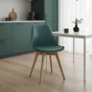 Καρέκλα Gaston pakoworld PP-PU μπλε απόχρωση- φυσικό πόδι 43x51x75εκ