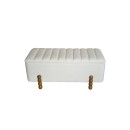 Σκαμπό μπαούλο Daph Inart σετ 2 τεμ βελούδο σε μπεζ και λευκή απόχρωση