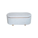 Σκαμπό μπαούλο Tara Inart σετ 2 τεμ βελούδο σε σκούρη γκρι και ανθρακί απόχρωση