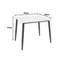 Τραπέζι Gustas pakoworld λευκό μαρμάρου sintered stone-μαύρο μέταλλο 80x80x76εκ