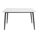 Τραπέζι Gustas pakoworld λευκό μαρμάρου sintered stone-μαύρο μέταλλο 120x80x76εκ
