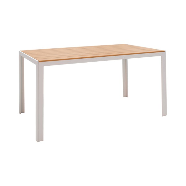 Τραπέζι Nares pakoworld αλουμίνιο λευκό-plywood φυσικό 140x80x72.5εκ Τραπέζι Nares pakoworld αλουμίνιο λευκό-plywood φυσικό 140x80x72.5εκ