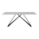 Τραπέζι Meja pakoworld Sintered stone λευκό με μεταλλικά πόδια σε μαύρη απόχρωση 180x90x76εκ