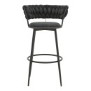 Σκαμπό μπαρ Alkia I pakoworld ύφασμα σε μαύρη απόχρωση- πόδι μαύρο μέταλλο 50x56x95εκ | Συσκευασία 2 τμχ