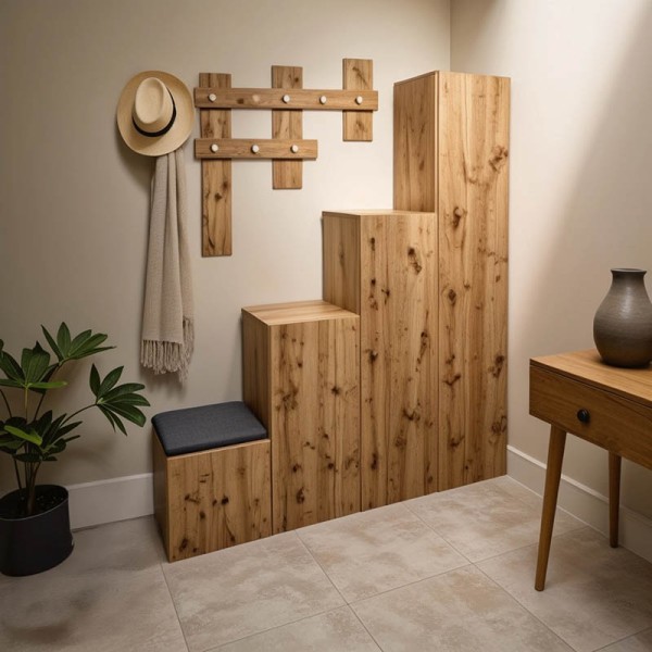 Έπιπλο εισόδου Nenich pakoworld σε oak απόχρωση 150x37x180εκ