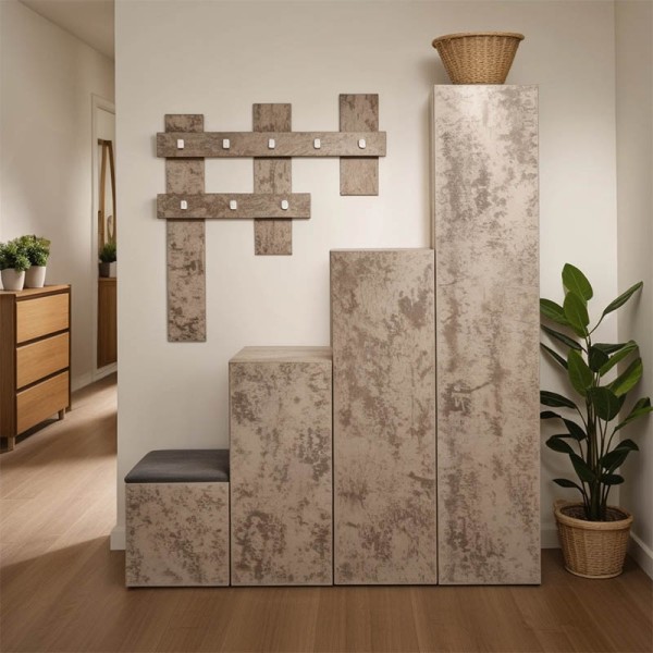 Έπιπλο εισόδου Nenich pakoworld σε γκρι oak απόχρωση 150x37x180εκ