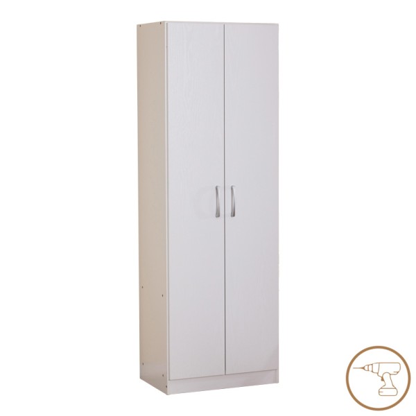 Ντουλάπα Jonar pakoworld δίφυλλη λευκό χρώμα μελαμίνης 60x42x180εκ