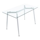 Τραπεζαρία Quana-Gaston pakoworld σετ 5τεμ γυάλινο 8χιλ διάφανο - λευκό 120x70x75εκ