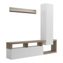 Σύνθετο σαλονιού Leganto pakoworld σε sonoma με λευκή απόχρωση 220.5x35x197.5εκ