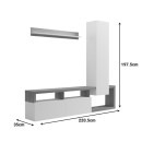 Σύνθετο σαλονιού Leganto pakoworld σε sonoma με λευκή απόχρωση 220.5x35x197.5εκ