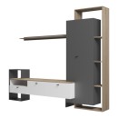 Σύνθετο σαλονιού Ferefia pakoworld σε sonoma με λευκή και ανθρακί απόχρωση 240x45.5x189.5εκ