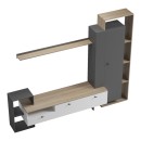 Σύνθετο σαλονιού Ferefia pakoworld σε sonoma με λευκή και ανθρακί απόχρωση 240x45.5x189.5εκ