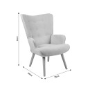 Πολυθρόνα Fluffy pakoworld ύφασμα γκρι-πόδι rubberwood φυσικό 75x69x96εκ